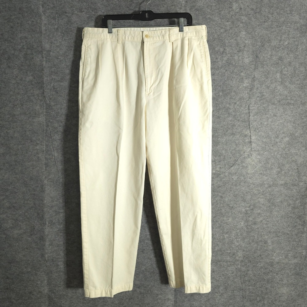 Polo Golf Mens Pants Pleated Golf Trousers Beige Size 36 x 30 Solid Cookie Patch